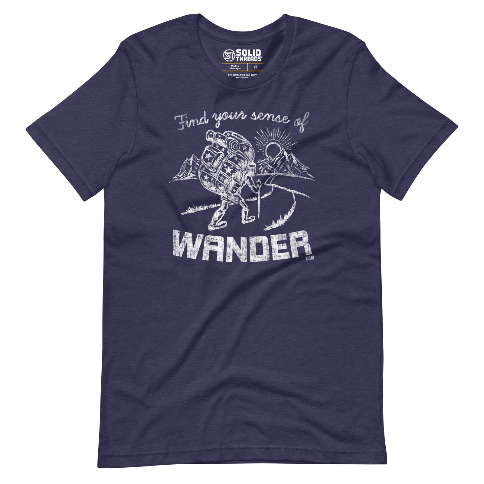 Men's Find Your Sense Of Wander Cool Soft Style T-Shirt | Vintage Travel Adventure Tee | Solid Threads