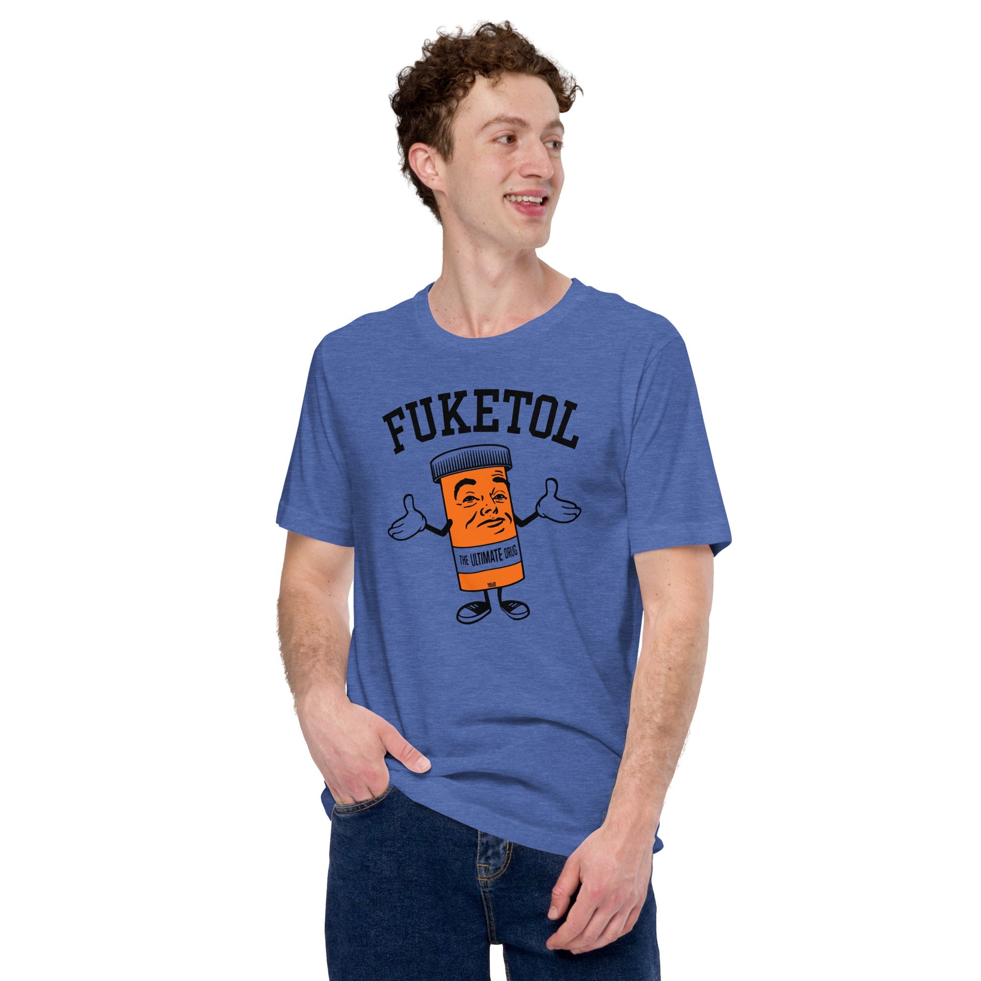 Men's Fuketol Retro Soft Style T-Shirt | Funny Pill Bottle Tee | Solid Threads