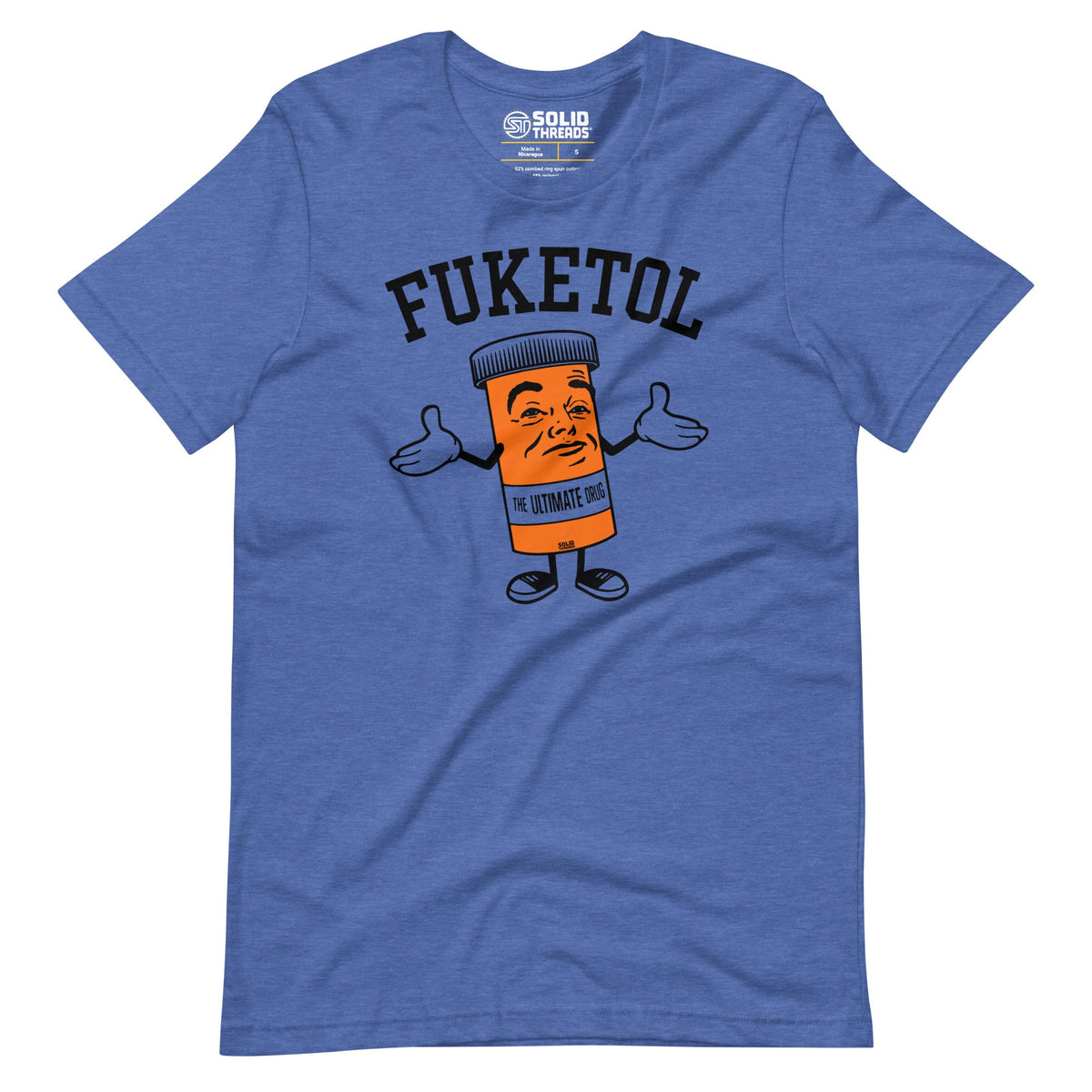 Men&#39;s Fuketol Retro Soft Style T-Shirt | Funny Pill Bottle Tee | Solid Threads