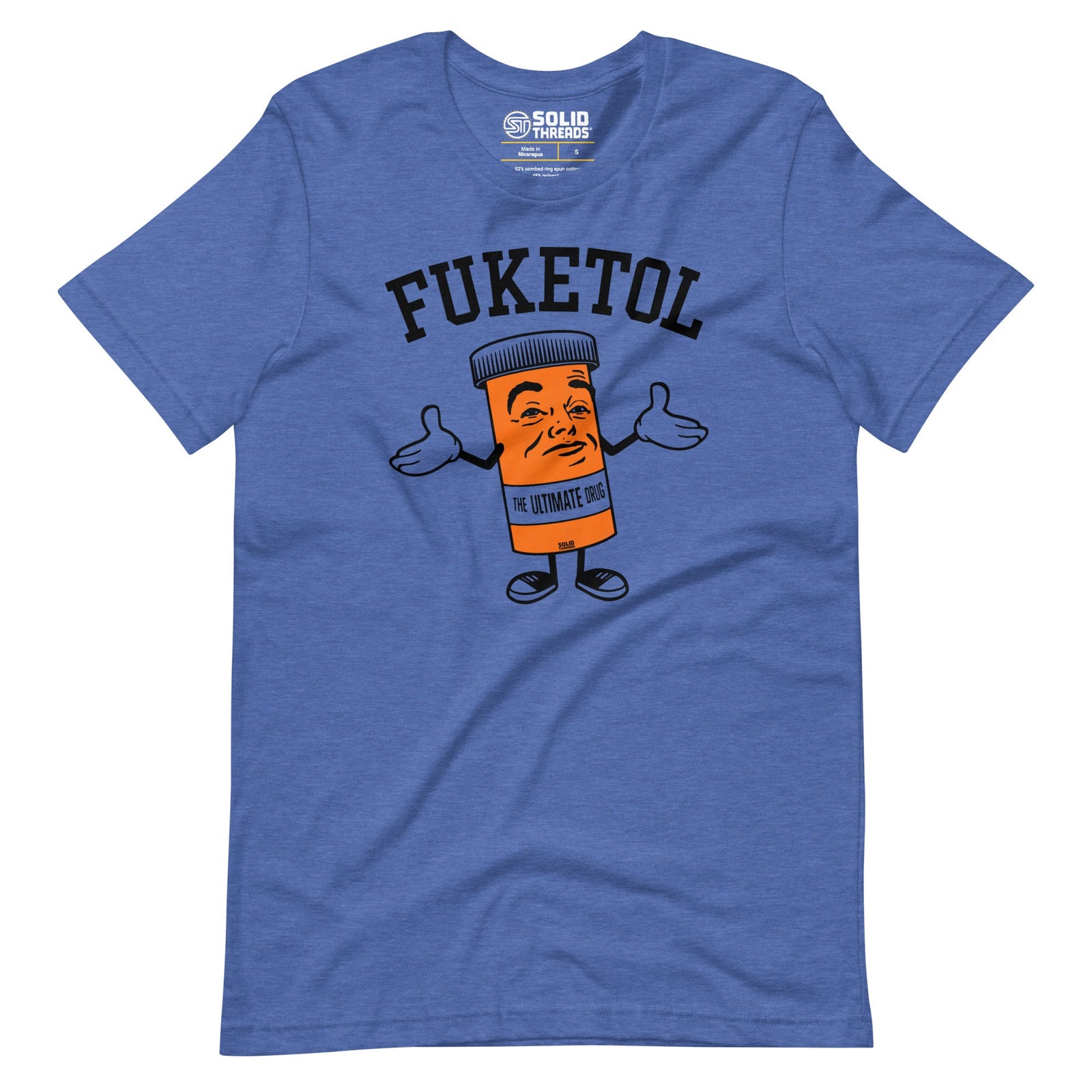 Men's Fuketol Retro Soft Style T-Shirt | Funny Pill Bottle Tee | Solid Threads