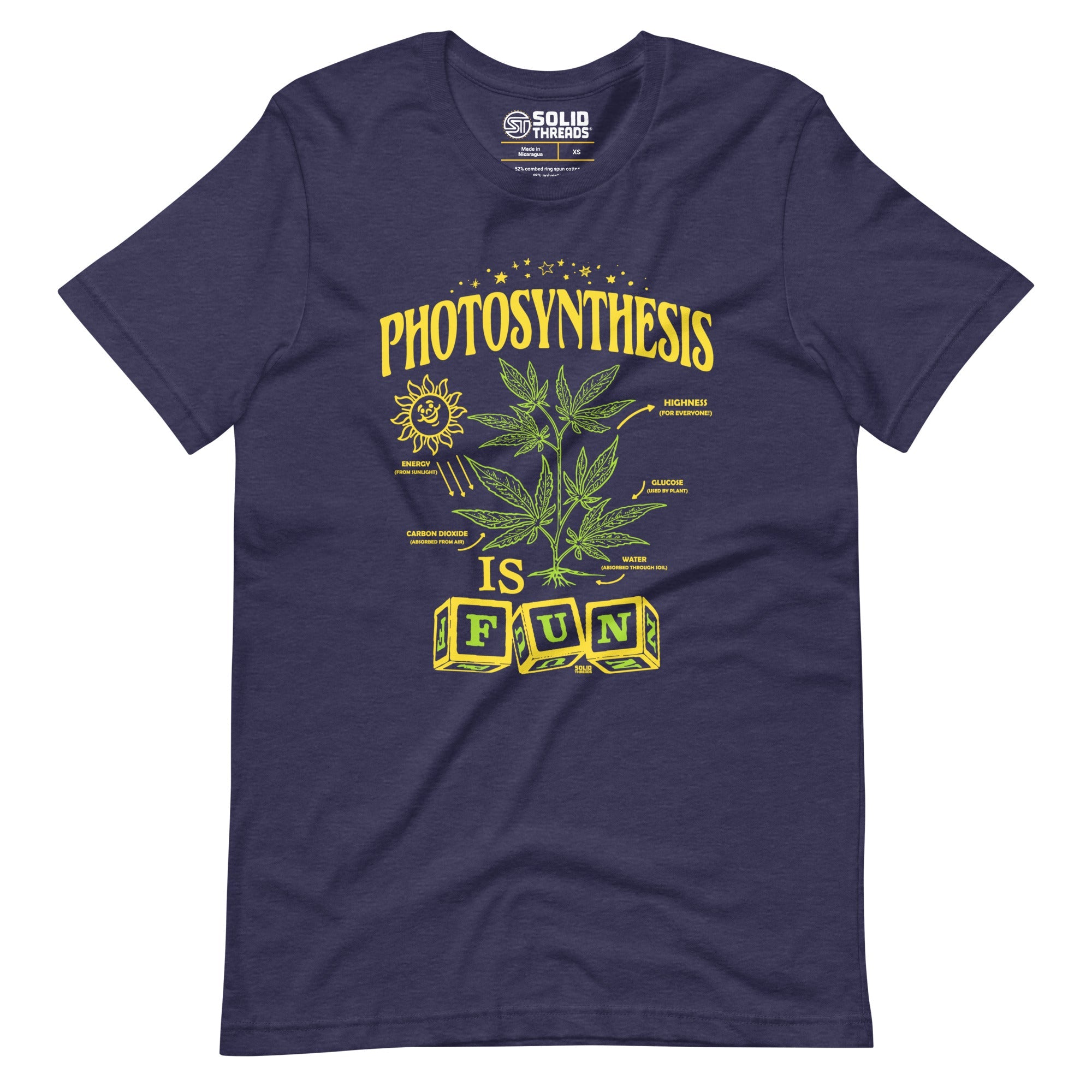 Men's Photosynthesis Is Fun Vintage Soft Style T-Shirt | Funny Marijuana Tee | Solid Threads