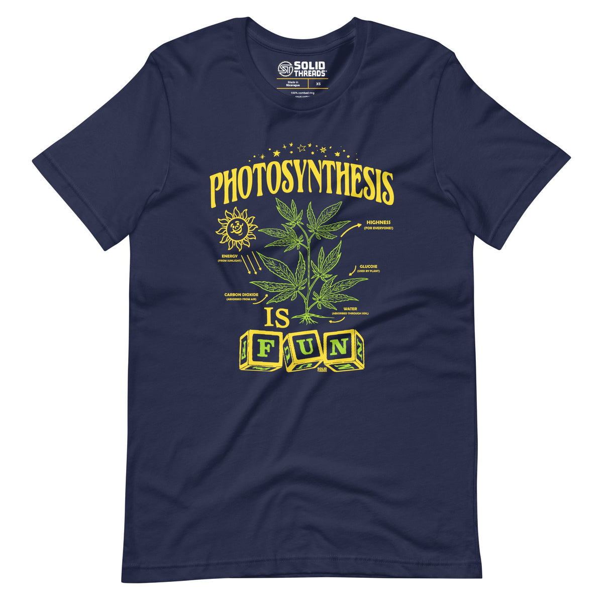 Men&#39;s Photosynthesis Is Fun Vintage Soft Style T-Shirt | Funny Marijuana Tee | Solid Threads