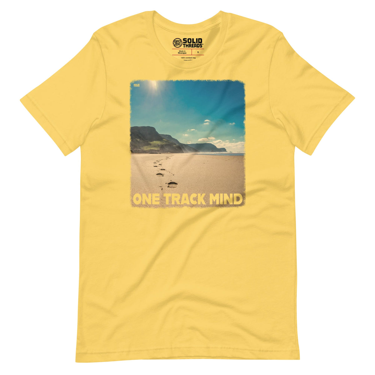 Men&#39;s One Track Mind Vintage Soft Style T-Shirt | Funny Beach Bum Tee | Solid Threads