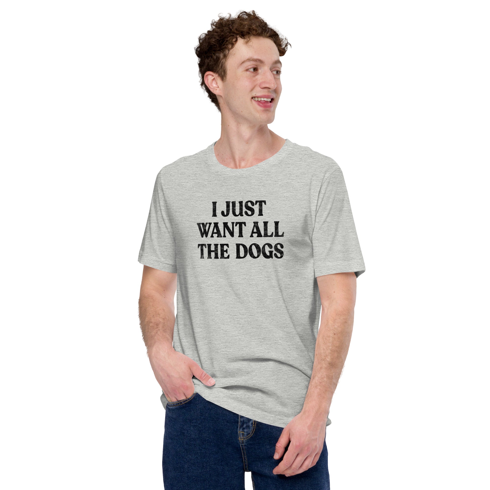 Men's I Just Want All The Dogs Vintage Soft Style T-Shirt | Funny Pet Lover Tee | Solid Threads