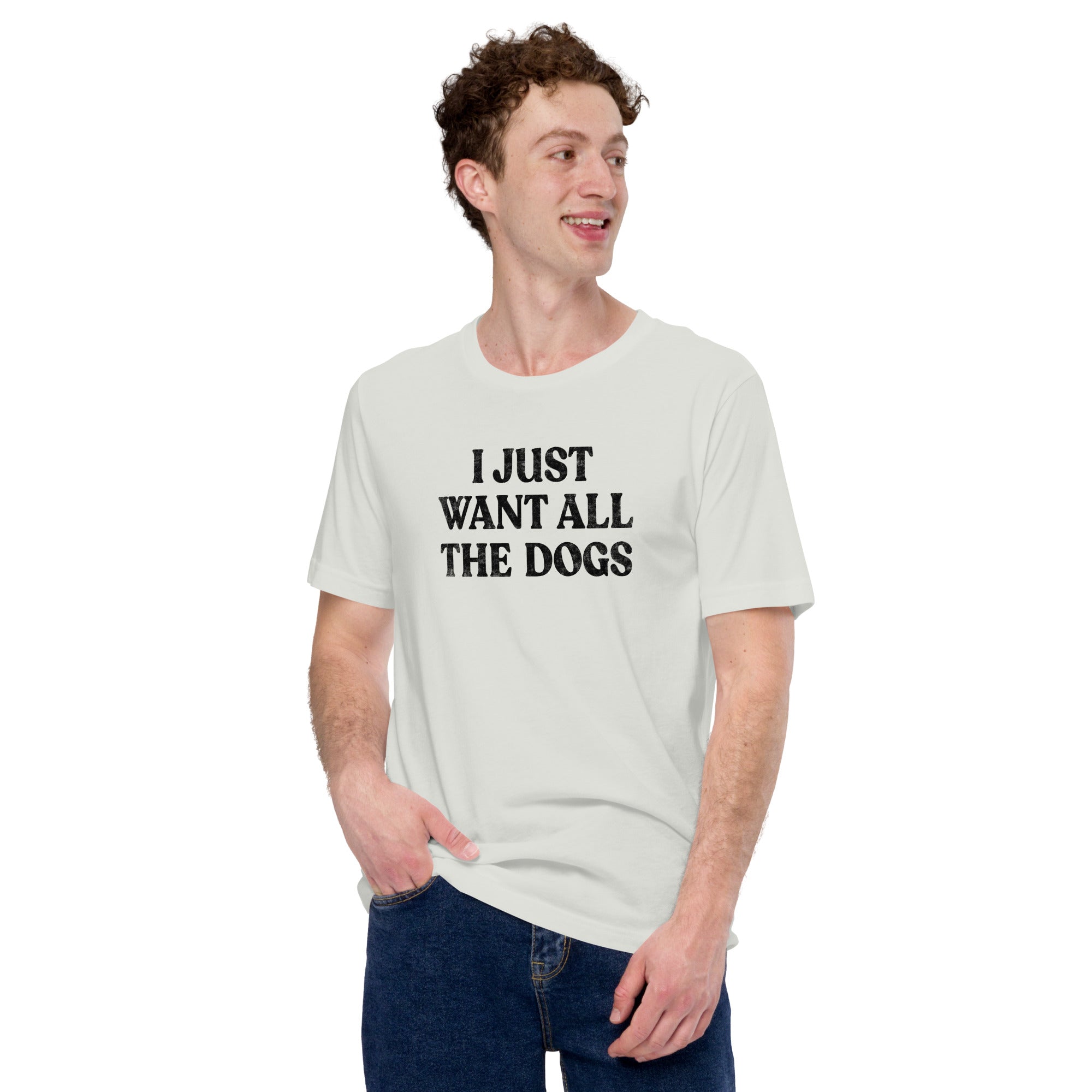 Men's I Just Want All The Dogs Vintage Soft Style T-Shirt | Funny Pet Lover Tee | Solid Threads