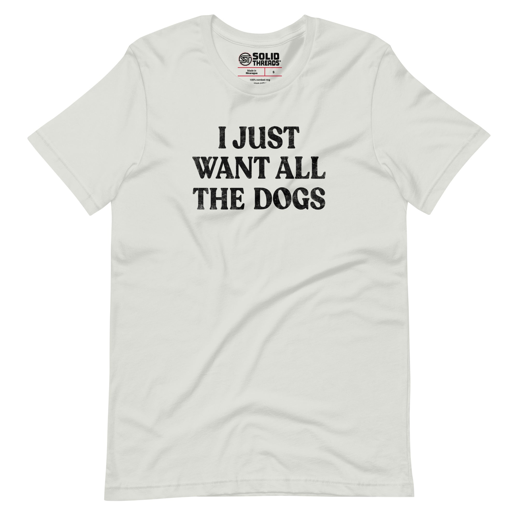 Men's I Just Want All The Dogs Vintage Soft Style T-Shirt | Funny Pet Lover Tee | Solid Threads