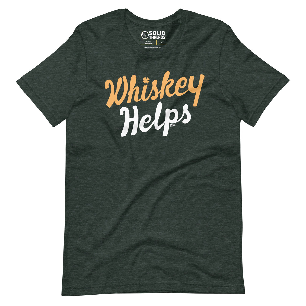 Men&#39;s Irish Whiskey Helps Funny Soft Style T-Shirt | Vintage St Paddy&#39;S Tee | Solid Threads