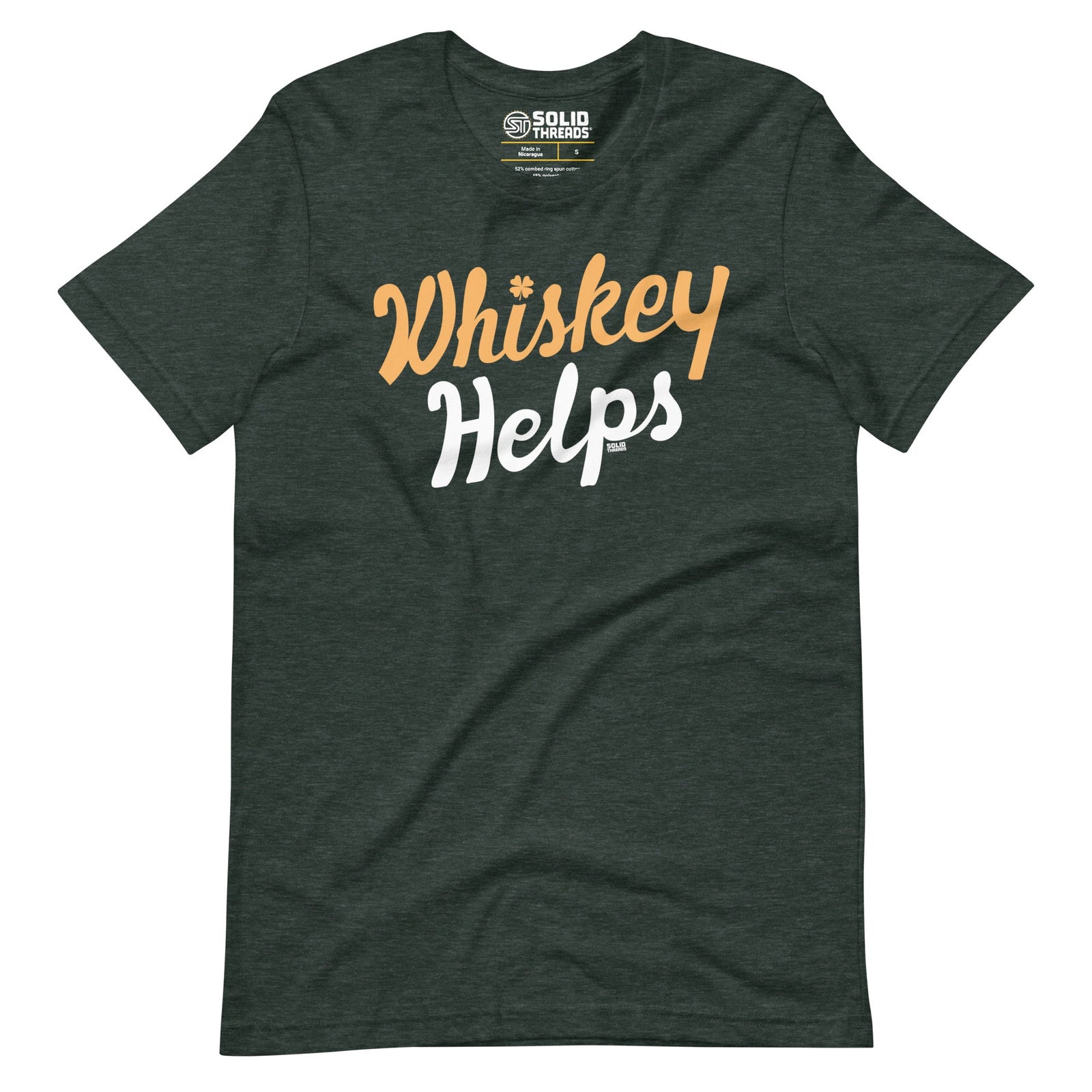 Men's Irish Whiskey Helps Funny Soft Style T-Shirt | Vintage St Paddy'S Tee | Solid Threads