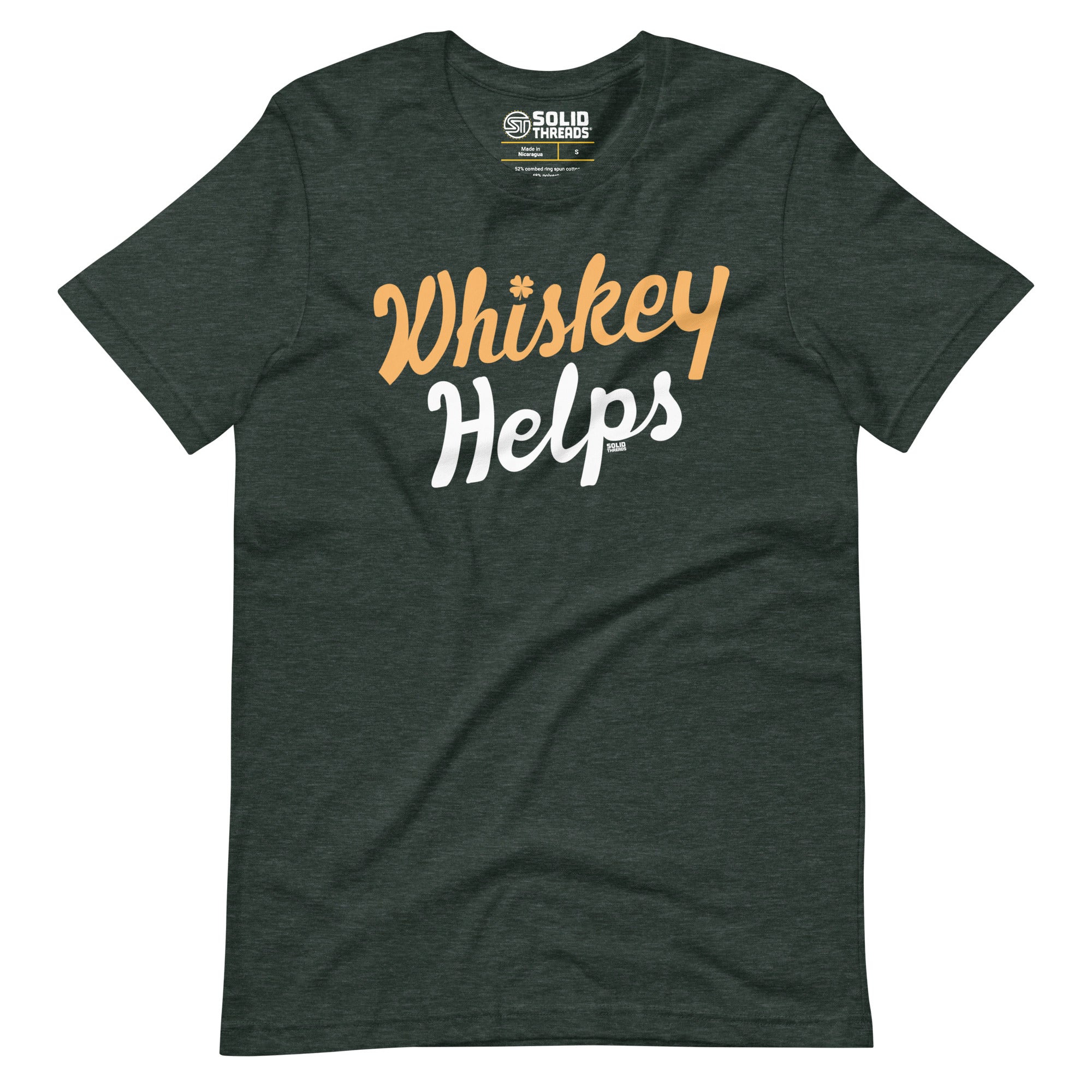 Men's Irish Whiskey Helps Funny Soft Style T-Shirt | Vintage St Paddy'S Tee | Solid Threads