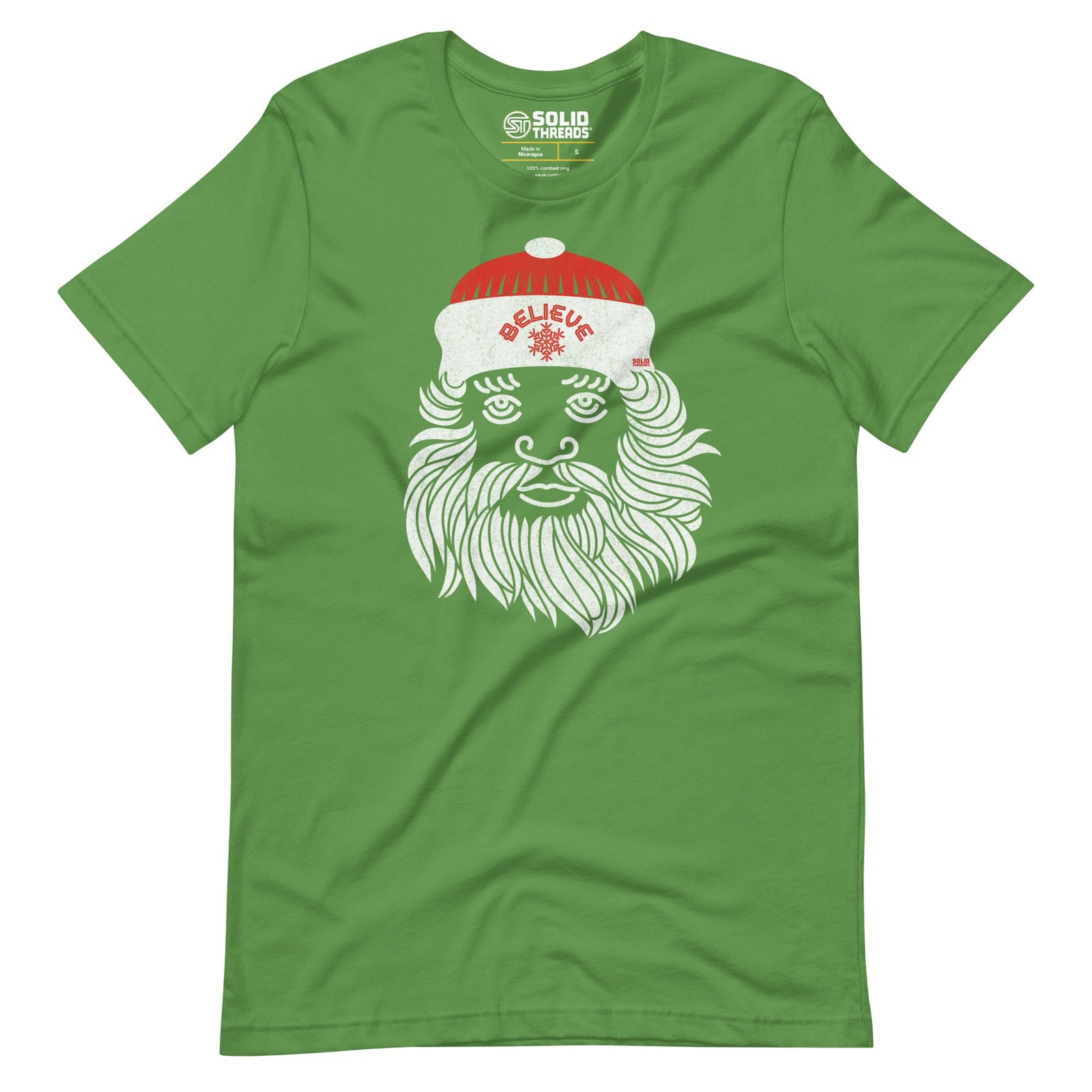 Men's Believe In Santa Cool Soft Style T-Shirt | Vintage Christmas Spirit Tee | Solid Threads