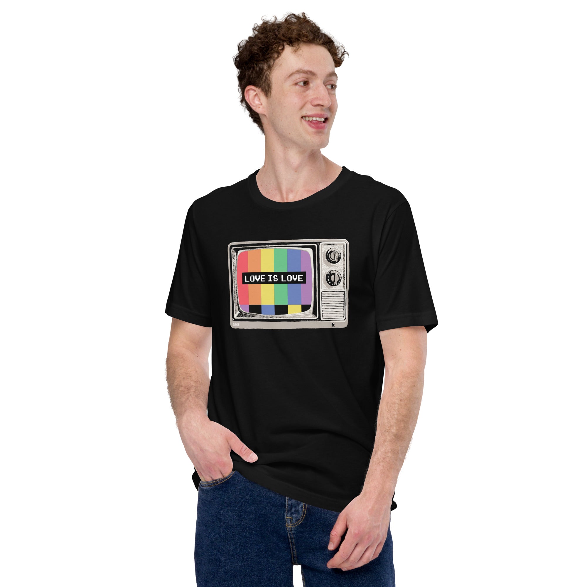 Men's Pride Emergency Cool Soft Style T-Shirt | Retro Lgbtq Tee on Model | Solid Threads