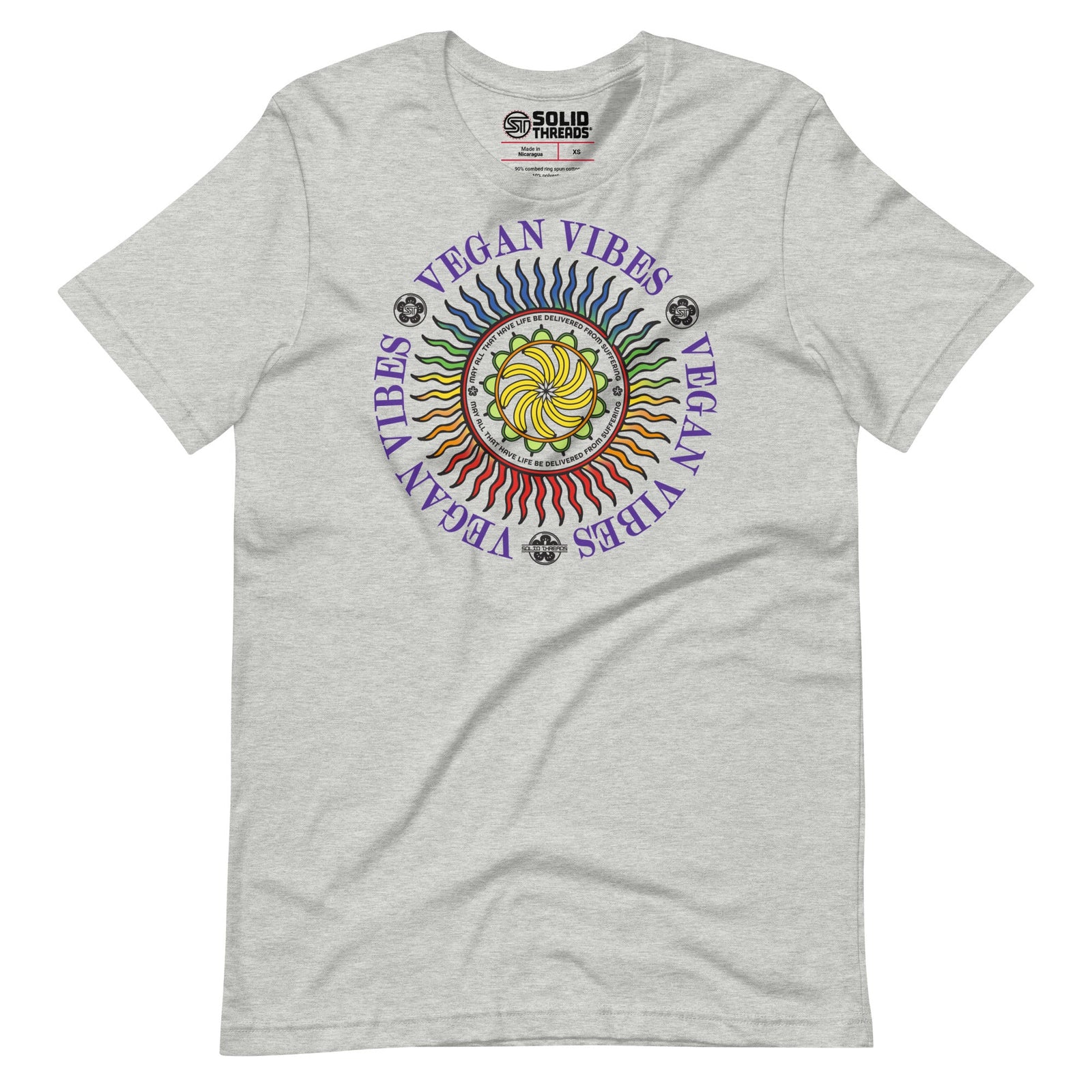 Men's Vegan Vibes Cool Soft Style T-Shirt | Vintage Hippie Tee | Solid Threads