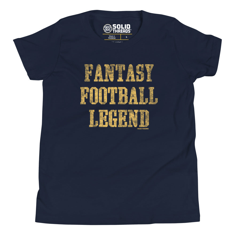 Youth Fantasy Football Legend Extra Soft T-Shirt | Funny Sports Kids Tee | Solid Threads