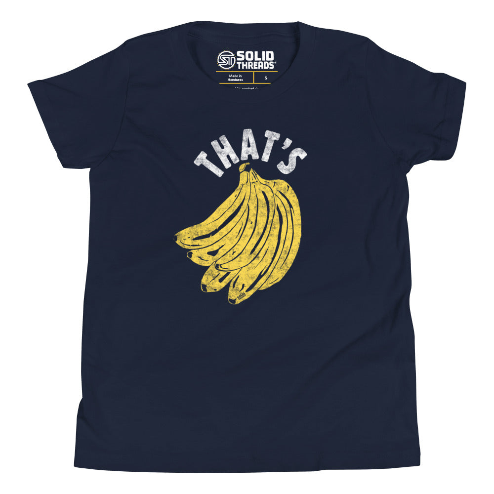 Youth That&#39;s Bananas Retro Veggie Extra Soft T-Shirt | Funny Fruit Kids Tee | Solid Threads