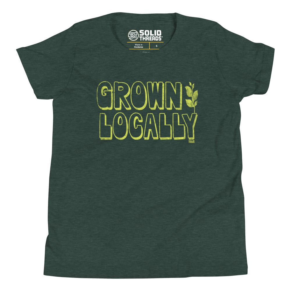 Youth Grown Locally Cool Extra Soft T-Shirt | Retro Farm To Table Kids Tee | Solid Threads