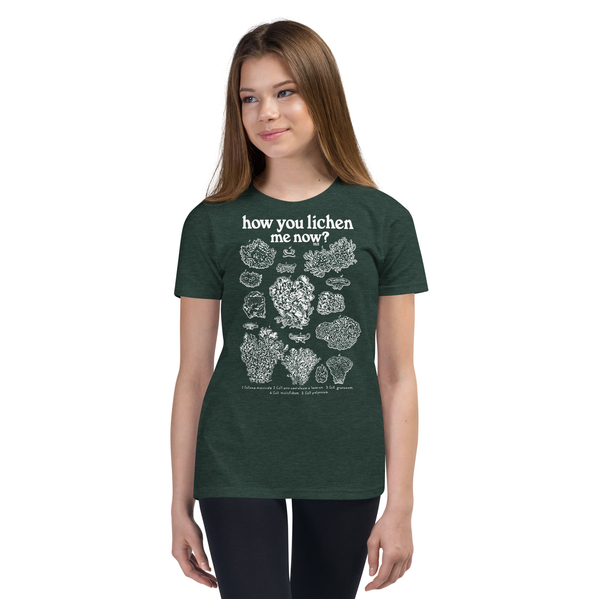 Youth You Lichen Me Now Funny Extra Soft T-Shirt | Retro Nature Kids Tee Girl Model | Solid Threads