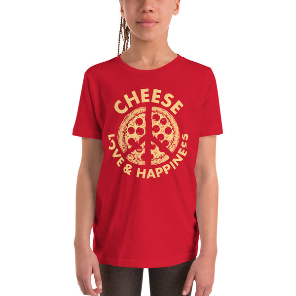 Youth Cheese Love Happiness Extra Soft T-Shirt | Retro Kids Pizza