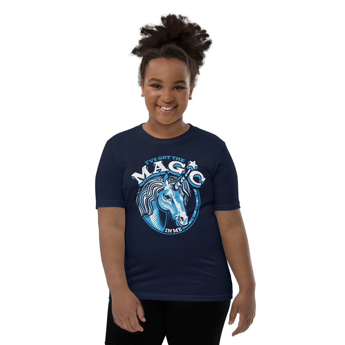 Youth I've Got The Magic Retro Extra Soft T-Shirt | Funny Unicorn Kids Tee Girl Model | Solid Threads
