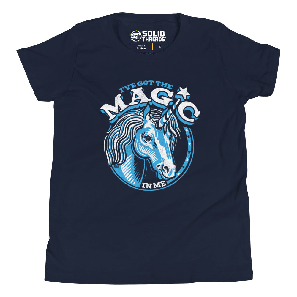 Youth I&#39;ve Got The Magic Retro Extra Soft T-Shirt | Funny Unicorn Kids Tee | Solid Threads