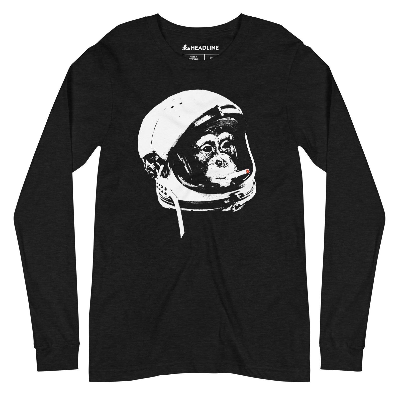 Cold War Vet Cool Artsy Graphic Long Sleeve Tee | Funny Chimp Astronaut Smoking Tee | Solid Threads