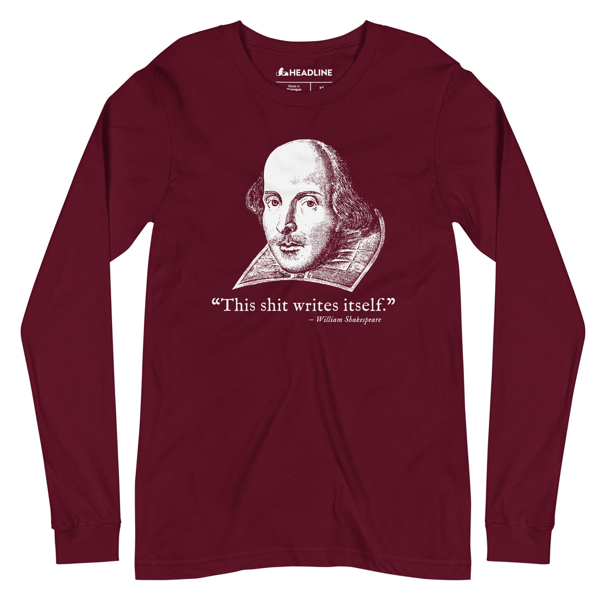 This Shit Writes Itself Funny Graphic Long Sleeve Tee | Vintage Shakespeare Quote Tee | Solid Threads