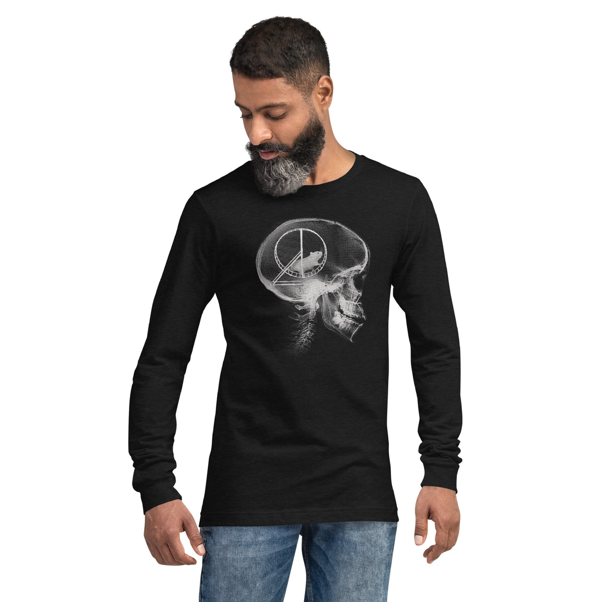 Hamster Head Scan Funny Graphic Long Sleeve Tee | Designer X Ray Wheel Tee On Model | Solid Threads