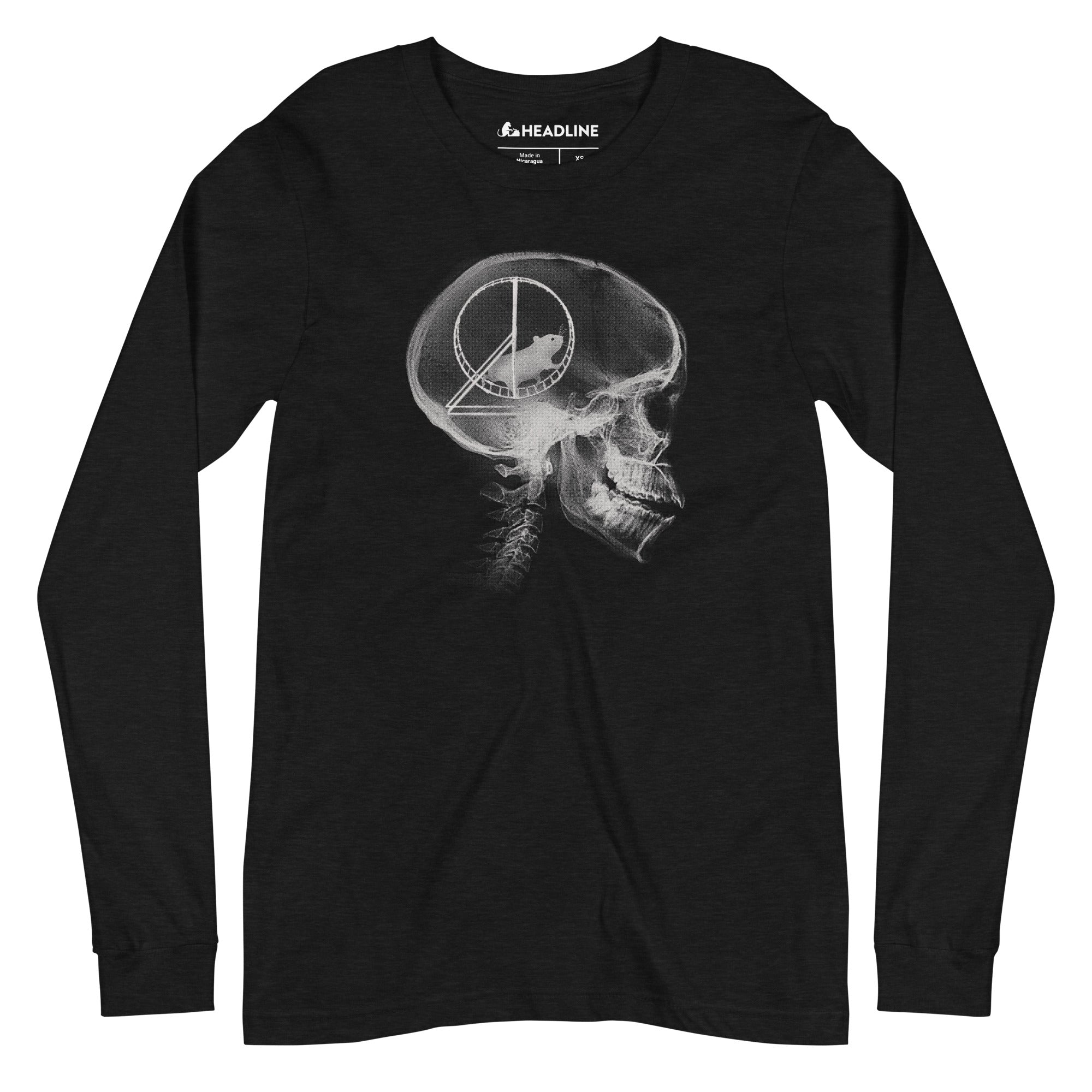 Hamster Head Scan Funny Cerebral Graphic Long Sleeve Tee | Designer X Ray Wheel Tee | Solid Threads