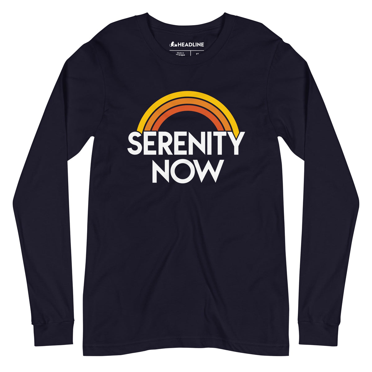 Serenity Now Artsy Mindfulness Graphic Long Sleeve Tee | Cool Rainbow Meditation Tee | Solid Threads