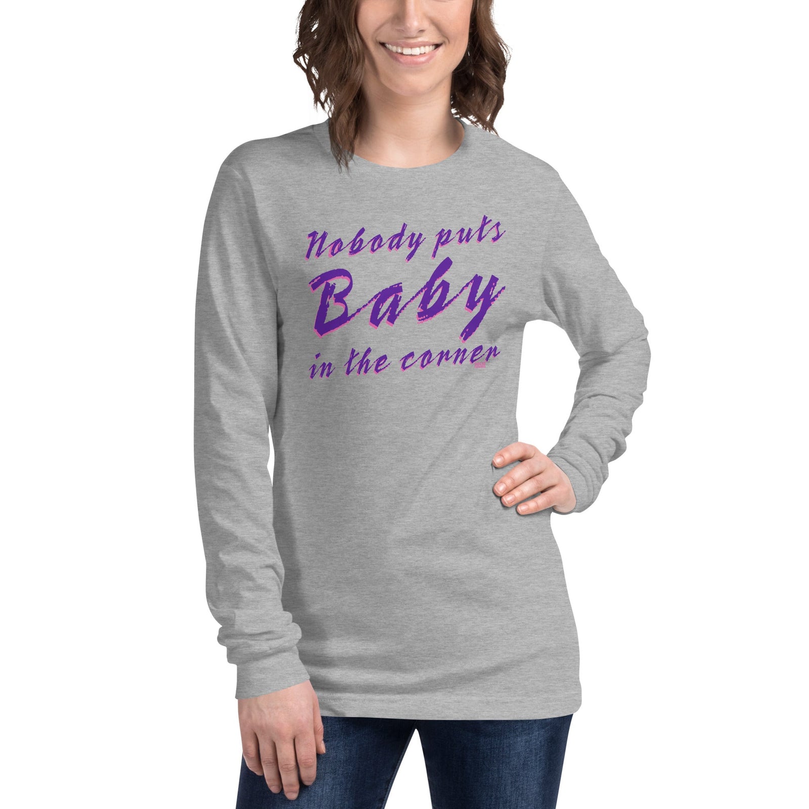 Unisex Nobody Puts Baby In The Corner Vintage Long Sleeve T Shirt | Retro 80S Movie Graphic Tee | Solid Threads