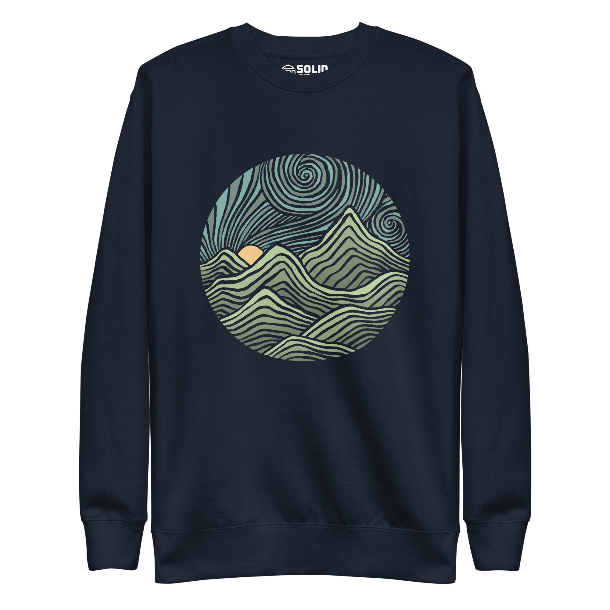 Swirly Mountains | Design By Dylan Fant Cool Classic Sweatshirt | Vintage Nature Fleece | Solid Threads