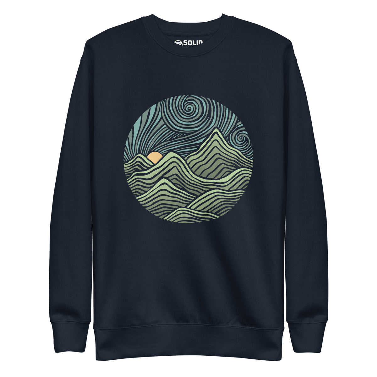 Unisex Swirly Mountains | Design By Dylan Fant Cool Classic Sweatshirt | Vintage Nature Fleece | Solid Threads