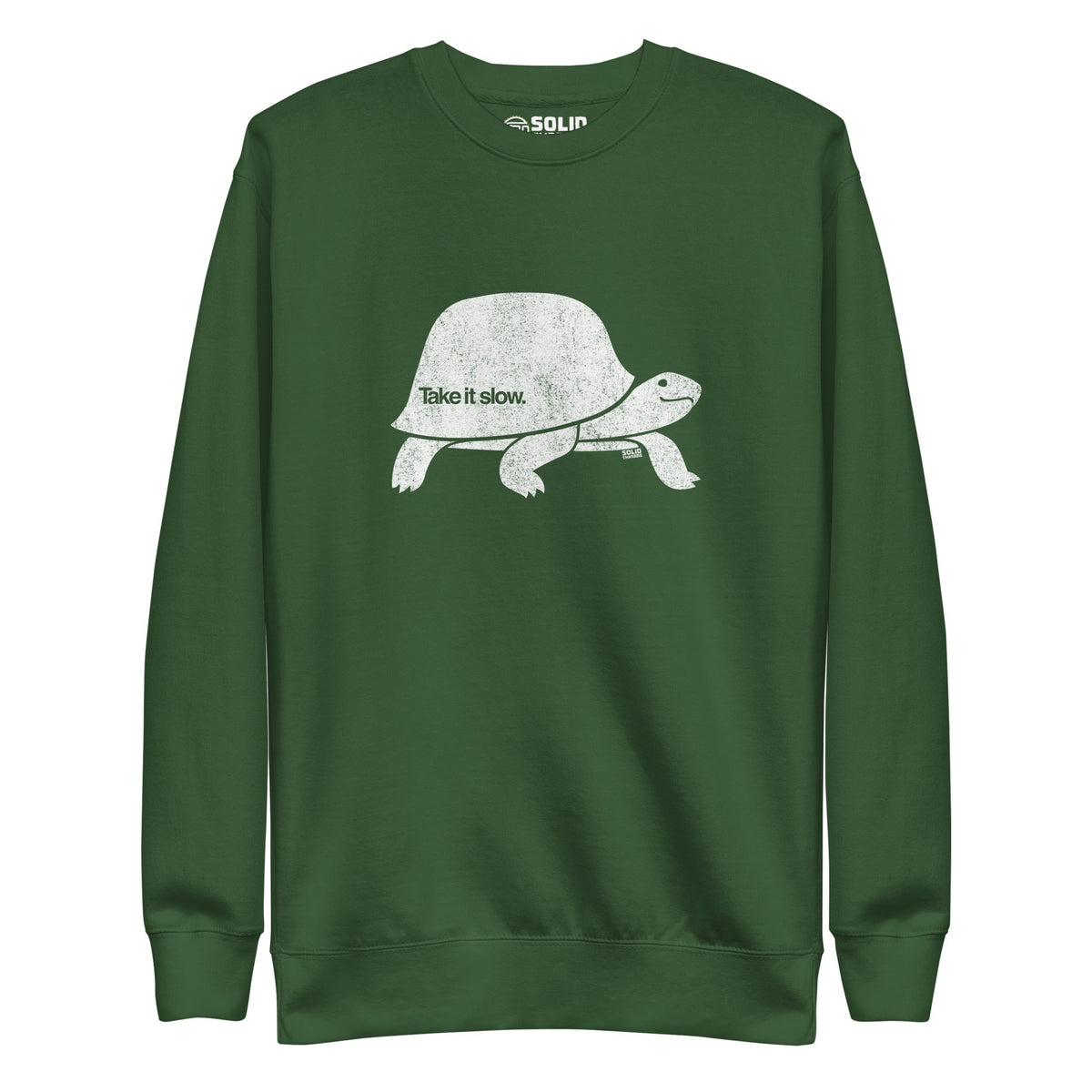 Men&#39;s Take It Slow Vintage Classic Sweatshirt | Cool Turtle Fleece | Solid Threads