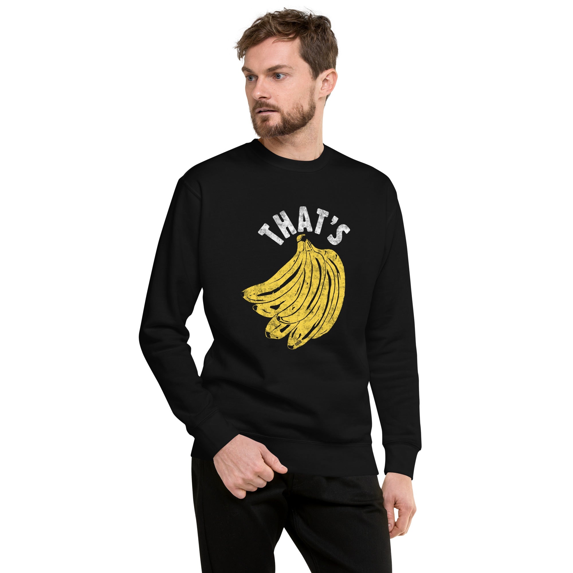 Men's That's Bananas Vintage Classic Sweatshirt | Funny Fruit Fleece On Model | Solid Threads