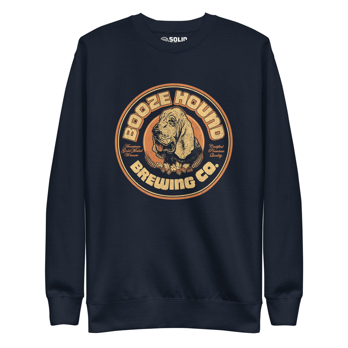 Women&#39;s Boozehound Brewing Co. Vintage Classic Sweatshirt | Funny Drinking Fleece | Solid Threads