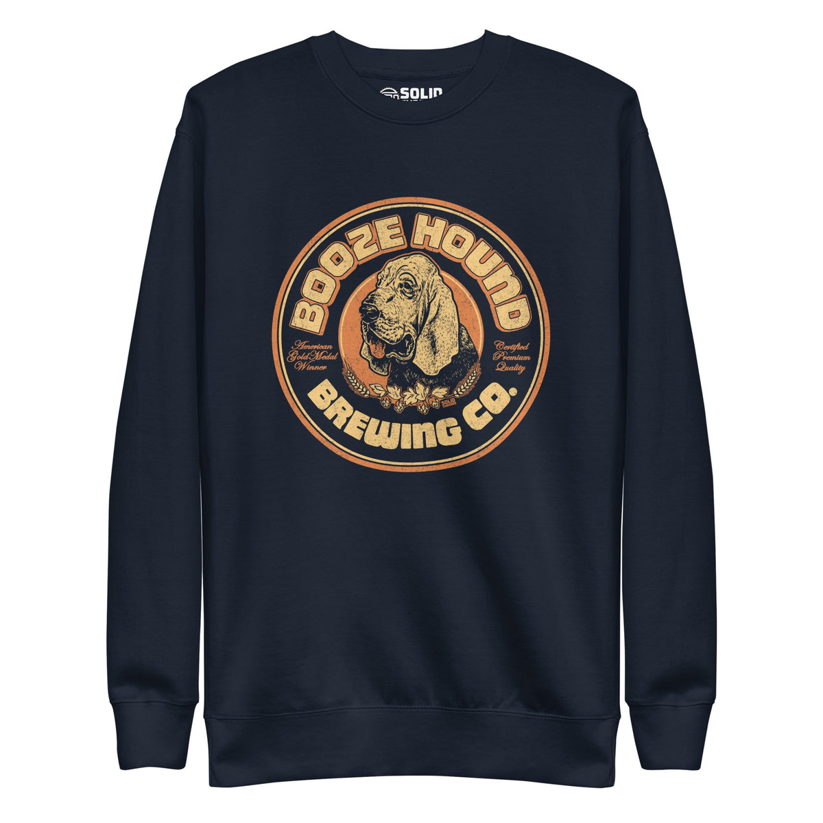 Men&#39;s Boozehound Brewing Co. Vintage Classic Sweatshirt | Funny Drinking Fleece | Solid Threads