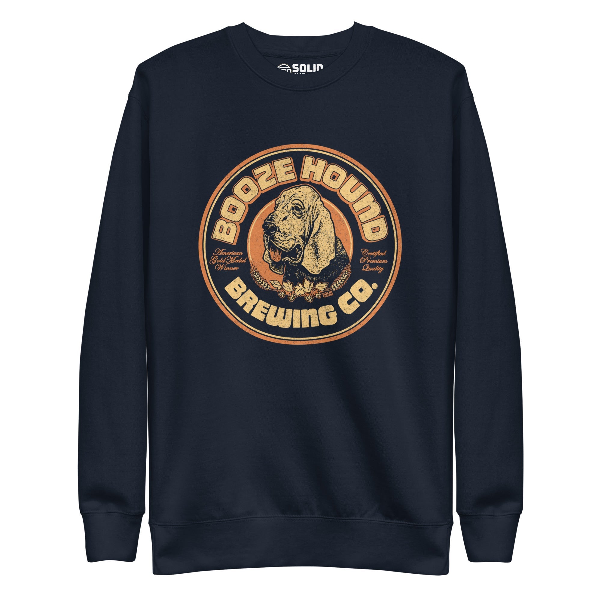 Men's Boozehound Brewing Co. Vintage Classic Sweatshirt | Funny Drinking Fleece | Solid Threads