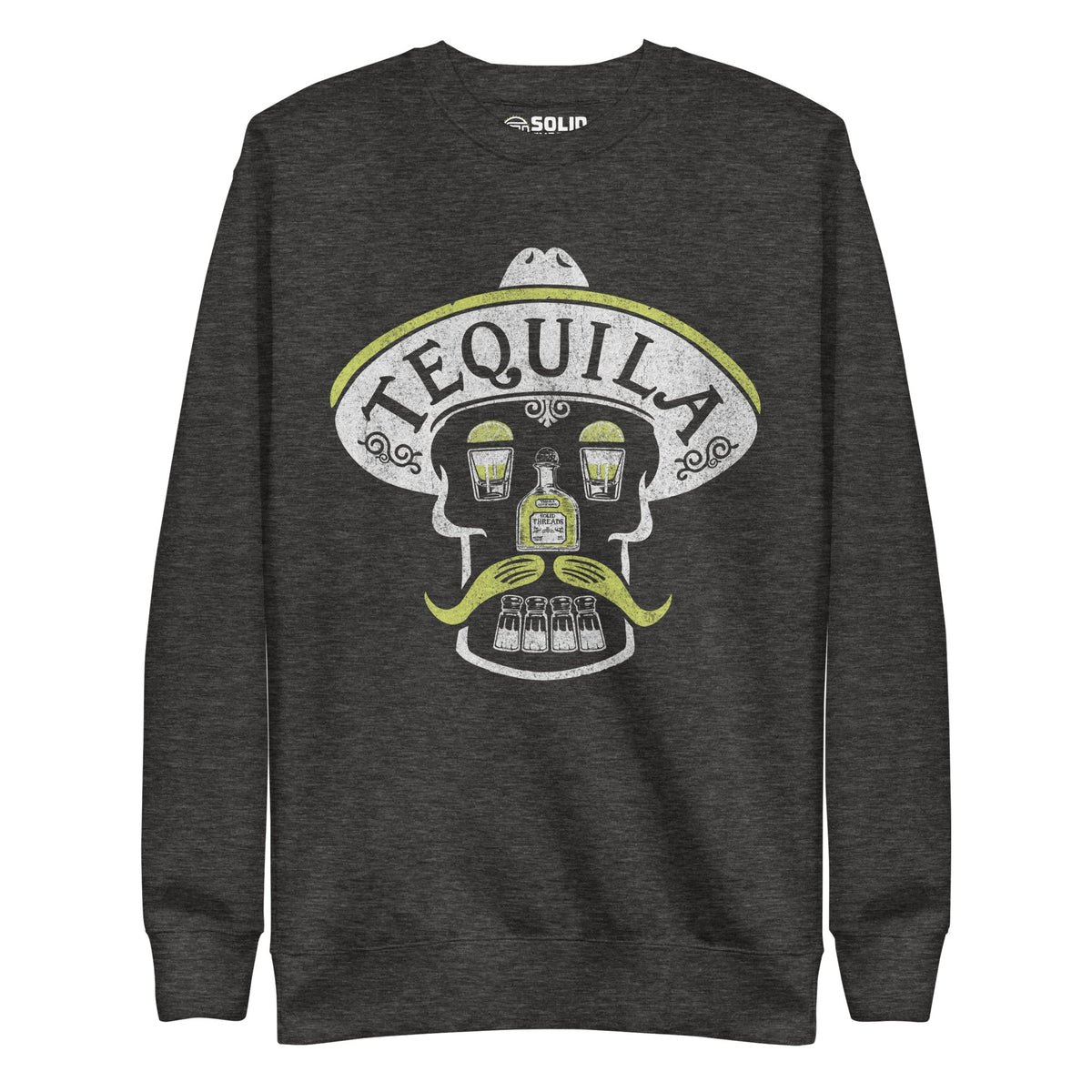 Women&#39;s Tequila Skull Vintage Classic Sweatshirt | Cool Drinking Fleece | Solid Threads