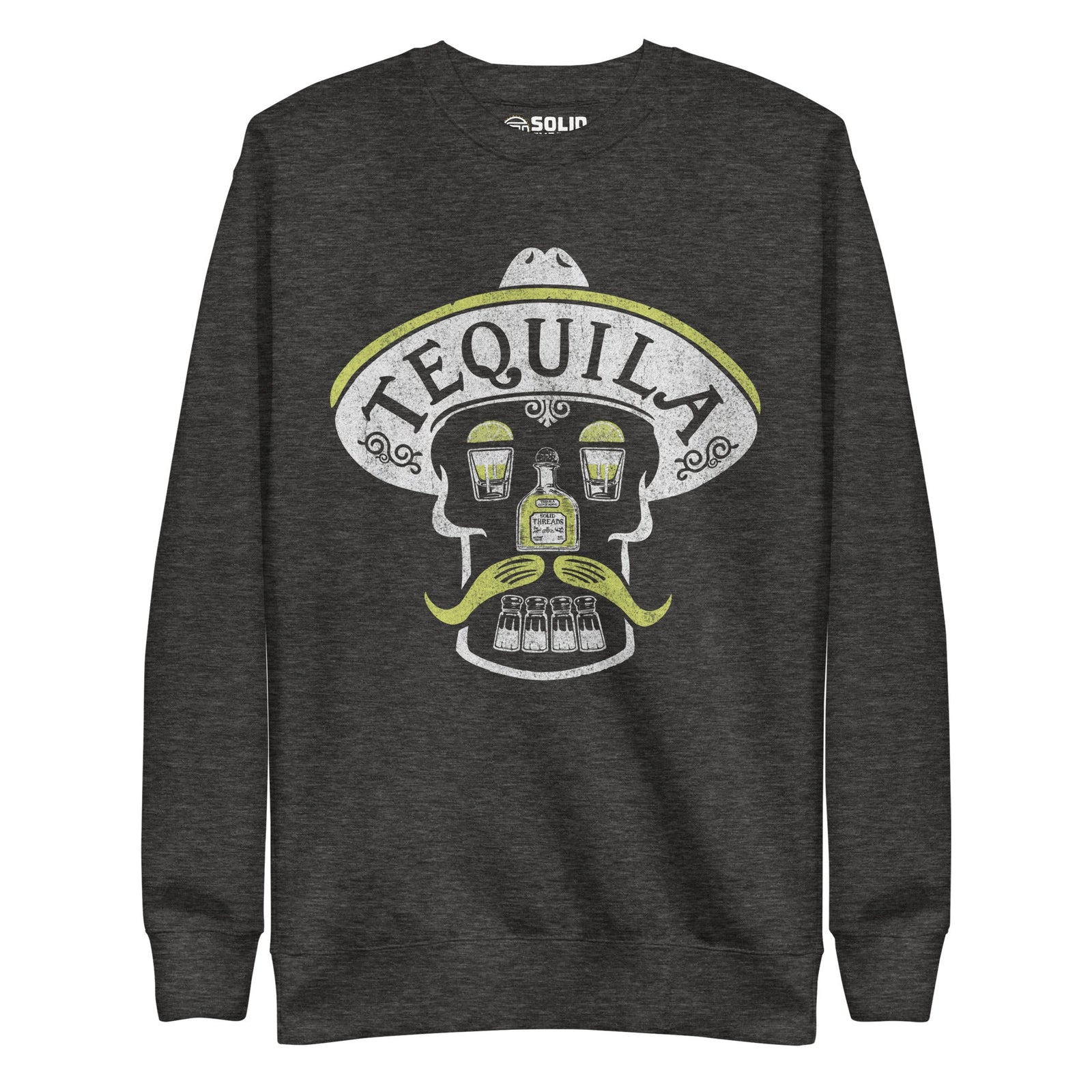 Women's Tequila Skull Vintage Classic Sweatshirt | Cool Drinking Fleece | Solid Threads