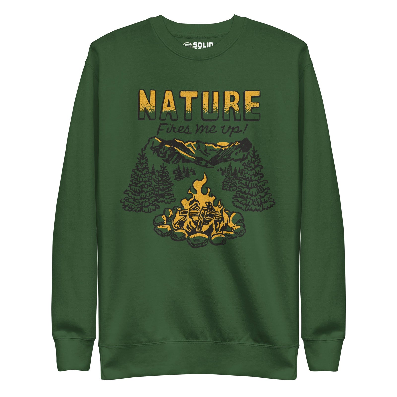 Men's Nature Fires Me Up Vintage Classic Sweatshirt | Funny Camping Fleece | Solid Threads