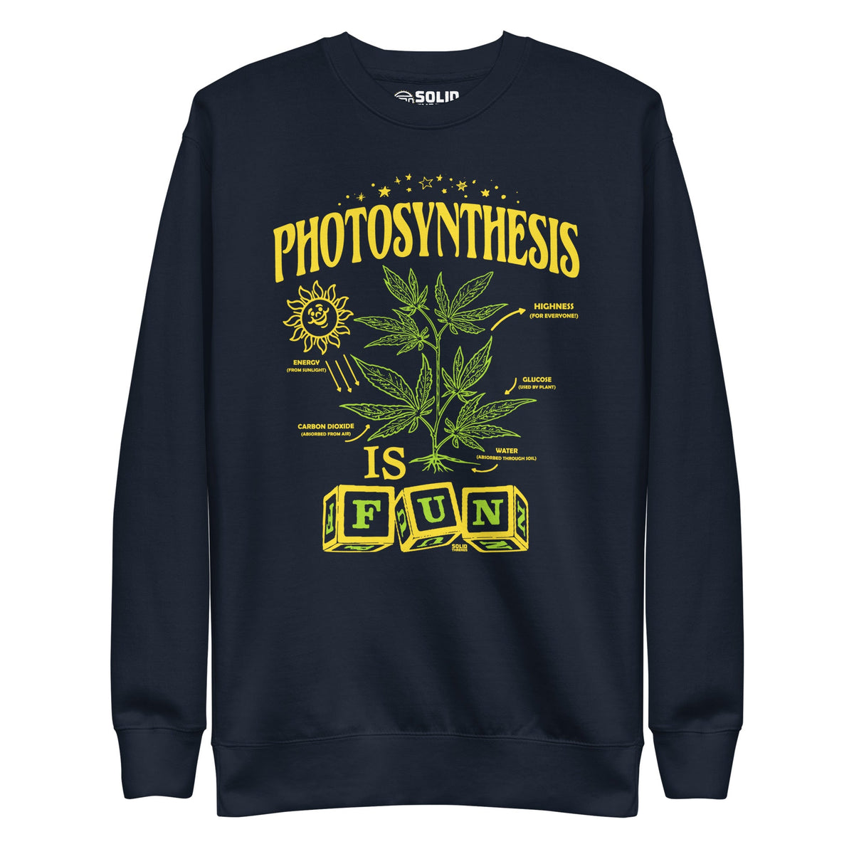 Women&#39;s Photosynthesis Is Fun Vintage Classic Sweatshirt | Funny Marijuana Fleece | Solid Threads