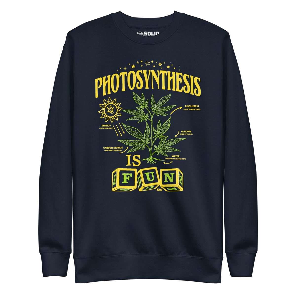 Men&#39;s Photosynthesis Is Fun Vintage Classic Sweatshirt | Funny Marijuana Fleece | Solid Threads