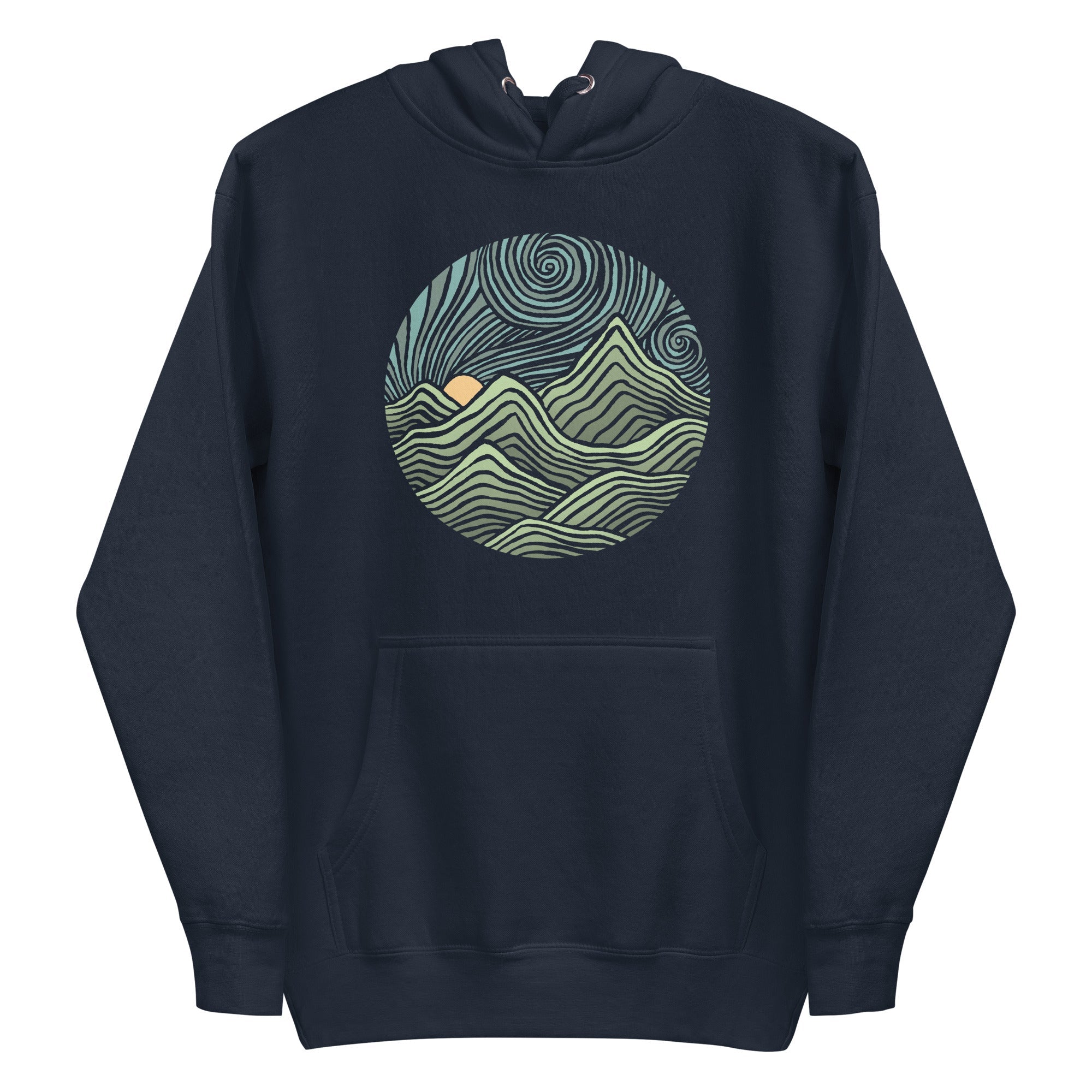 Swirly Mountains | Design By Dylan Fant Cool Classic Pullover Hoodie | Vintage Nature Fleece | Solid Threads