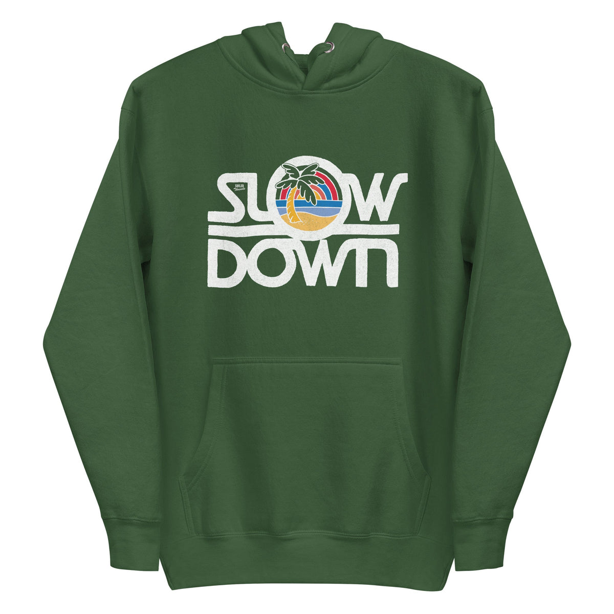 Unisex Slow Down Vintage Classic Pullover Hoodie | Cool Tropical Beach Fleece | Solid Threads