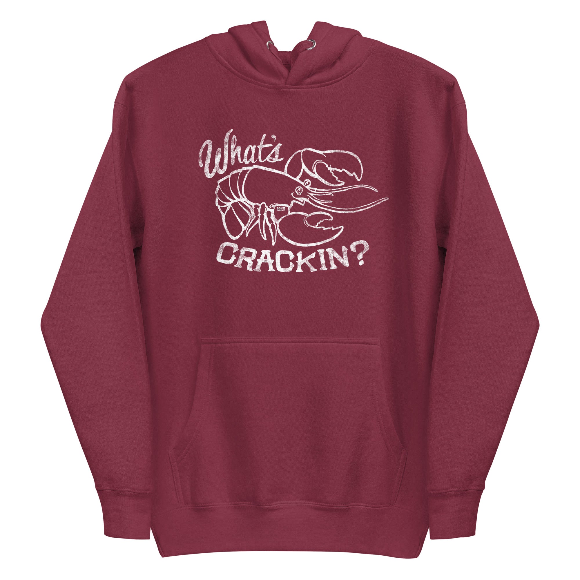 Unisex What's Crackin Funny Classic Pullover Hoodie | Vintage Crawfish Fleece | Solid Threads