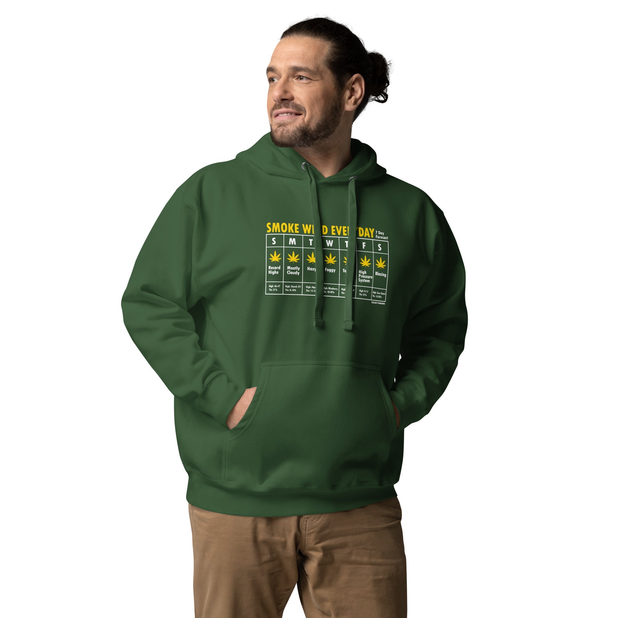 Smoke Weed Everyday Vintage Classic Pullover Hoodie | Funny Marijuana Fleece On Model | Solid Threads