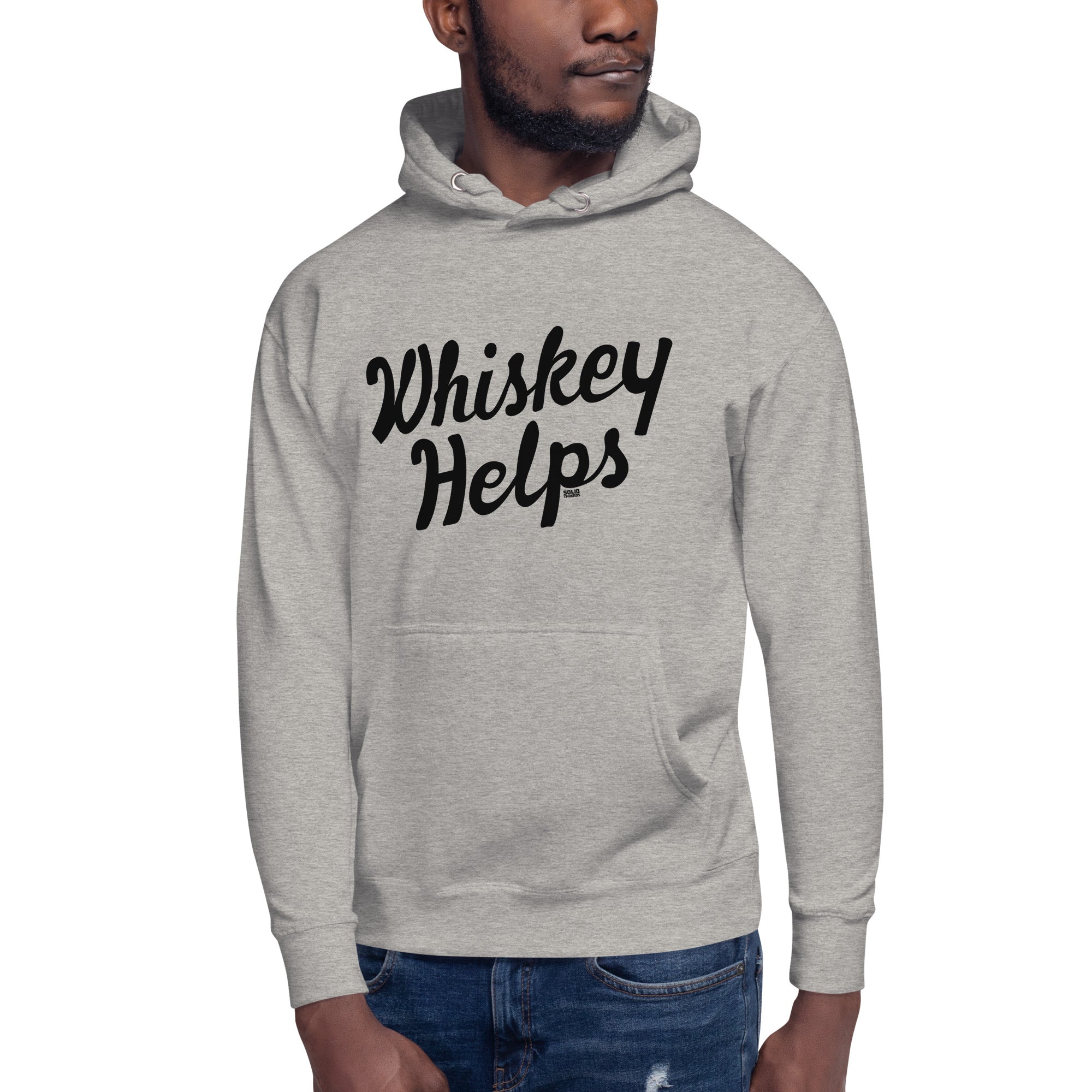 Whiskey Helps Cool Classic Pullover Hoodie | Funny Drinking Fleece | Solid Threads