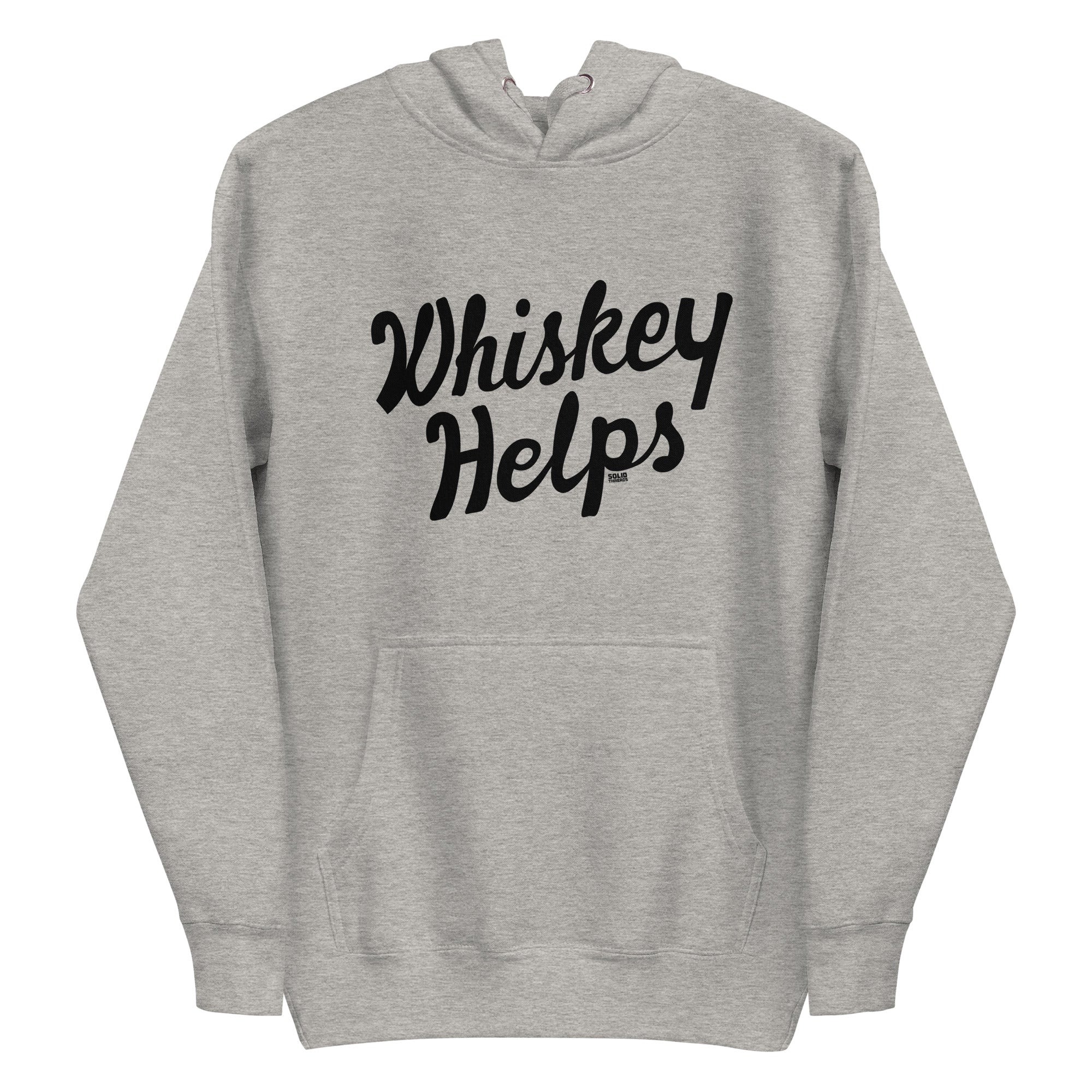 Unisex Whiskey Helps Cool Classic Pullover Hoodie | Funny Drinking Fleece | Solid Threads
