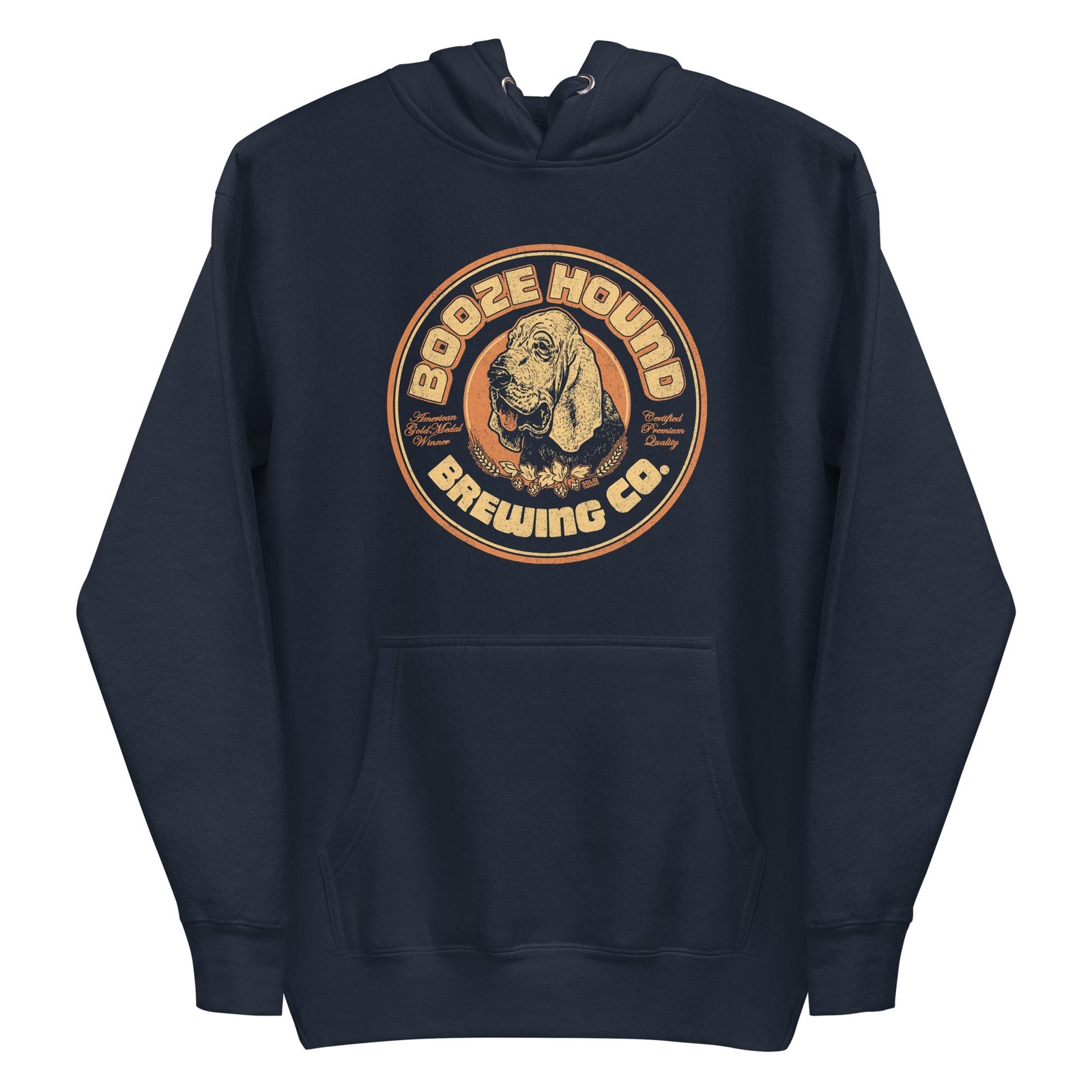 Boozehound Brewing Co. Vintage Classic Pullover Hoodie | Funny Drinking Fleece | Solid Threads