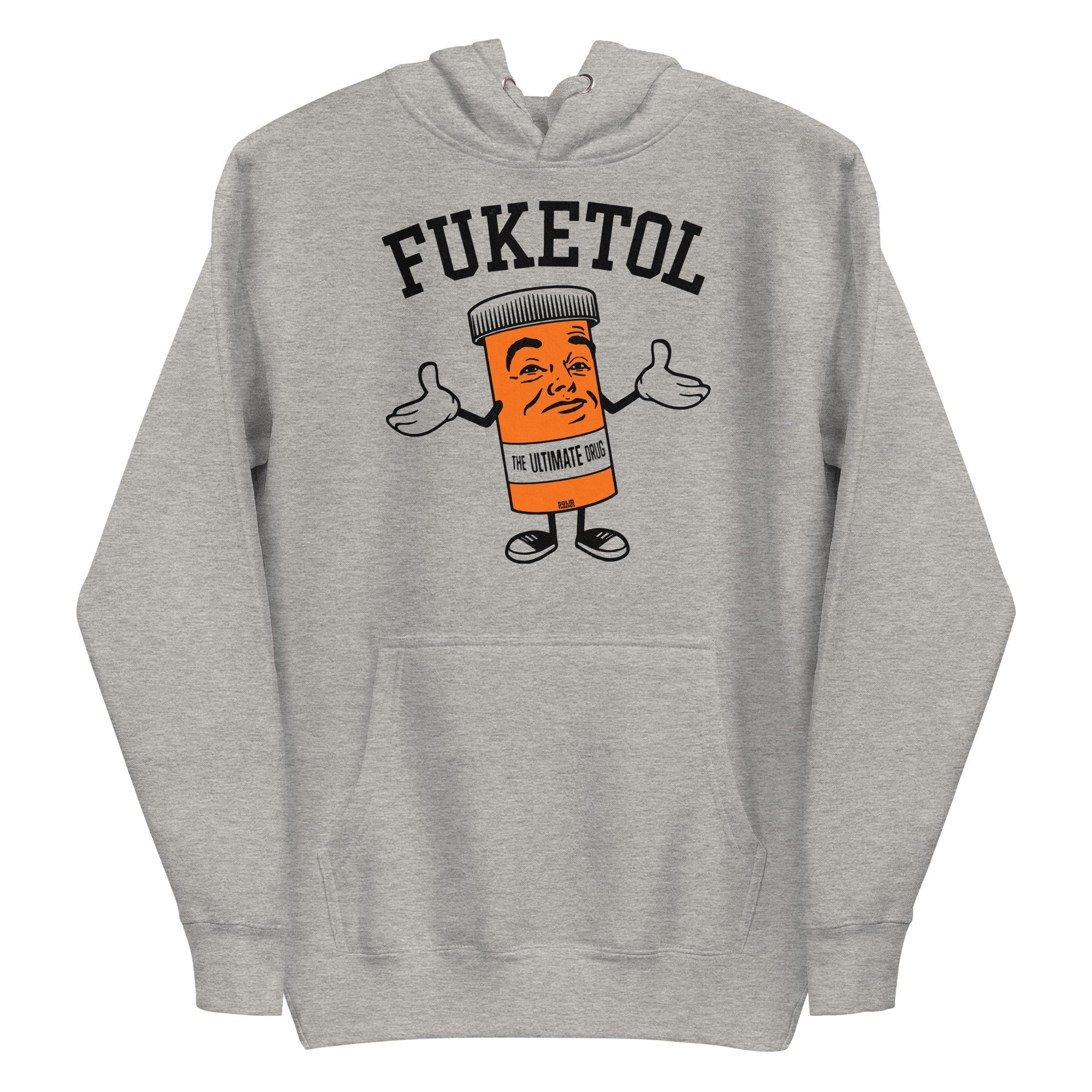 Unisex Fuketol Retro Classic Pullover Hoodie | Funny Pill Bottle Fleece | Solid Threads