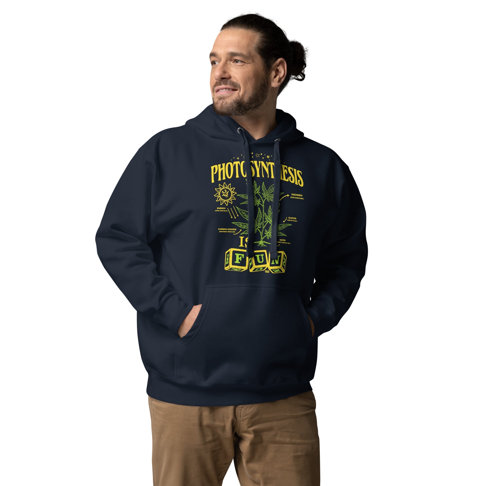 Photosynthesis Is Fun Vintage Classic Pullover Hoodie | Funny Marijuana Fleece on Model | Solid Threads